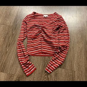 Ten Sixty Sherman Stripped V-Neck Crop Top